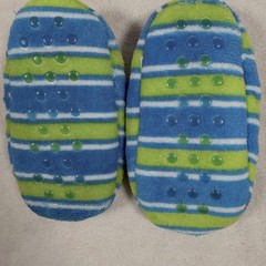 Kids Toy Story Slippers Blue Green Stripe Fuzzy Cozy Boys Girls Size Small