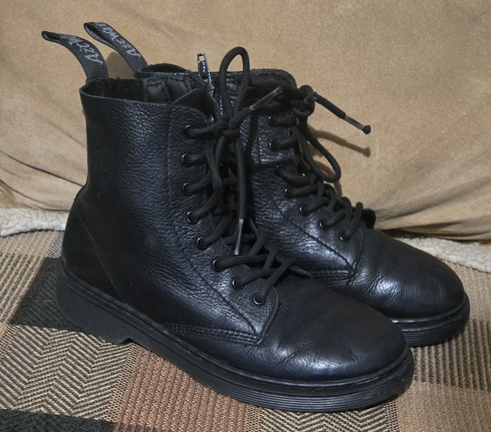 Doc Dr Martens 1460 Pascal Mono J Black Leather 8-Eye Combat Boots Youth Size 3