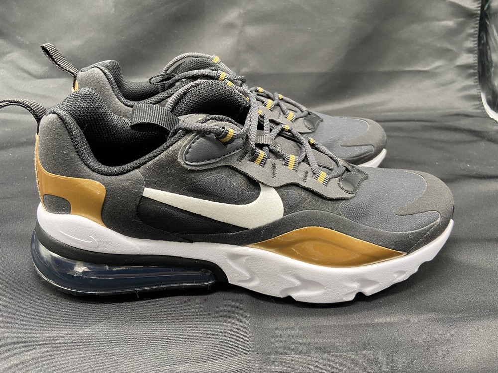 Nike Air Max 270 React (GS) Shoes Black Gold BQ0103-005 Size 6Y Women Sz 7.5 New