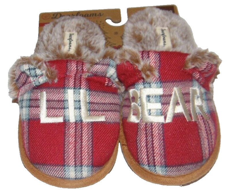~NWT DEARFOAMS Lil Bear Plaid Memory Foam Slippers! Size 11-12 Super Cute FS:)~