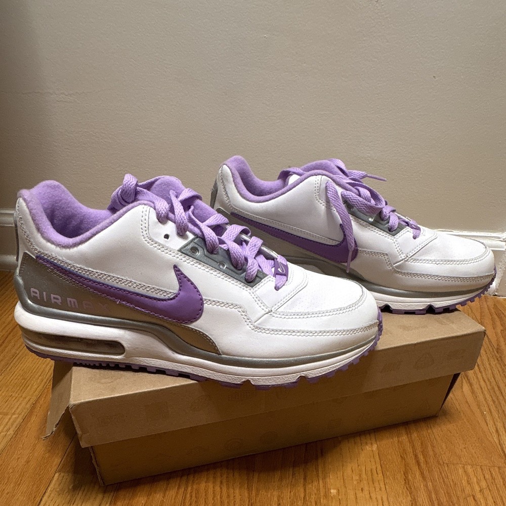 Nike Air Max White/Purple/Gray Leather Low Top Sneakers 7Y 401995-105
