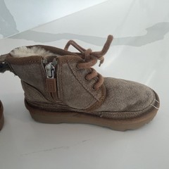 Kids UGG Lace Up Boot Chestnut Suede Side Zipper Size 9