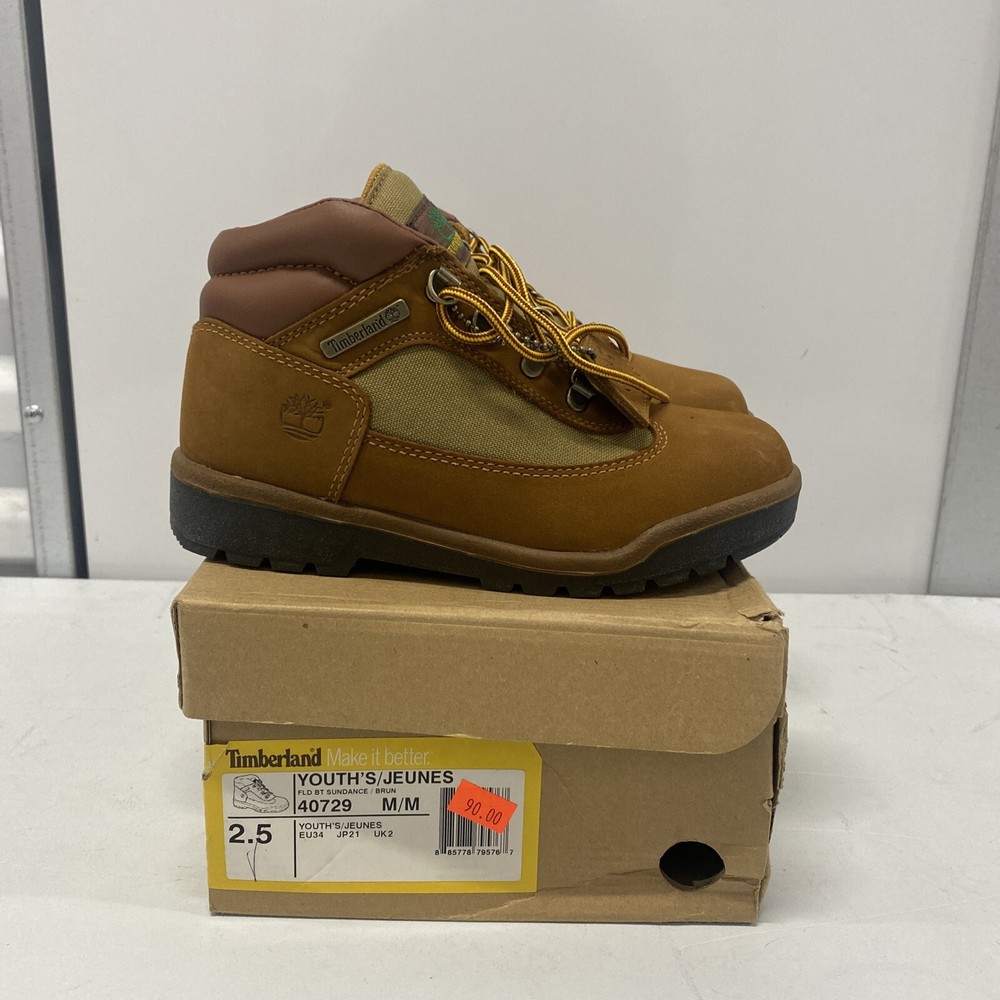 TIMBERLAND Field Boots Sun Dance Brown Wheat Nubuck Tan Size 2.5 Youth NEW