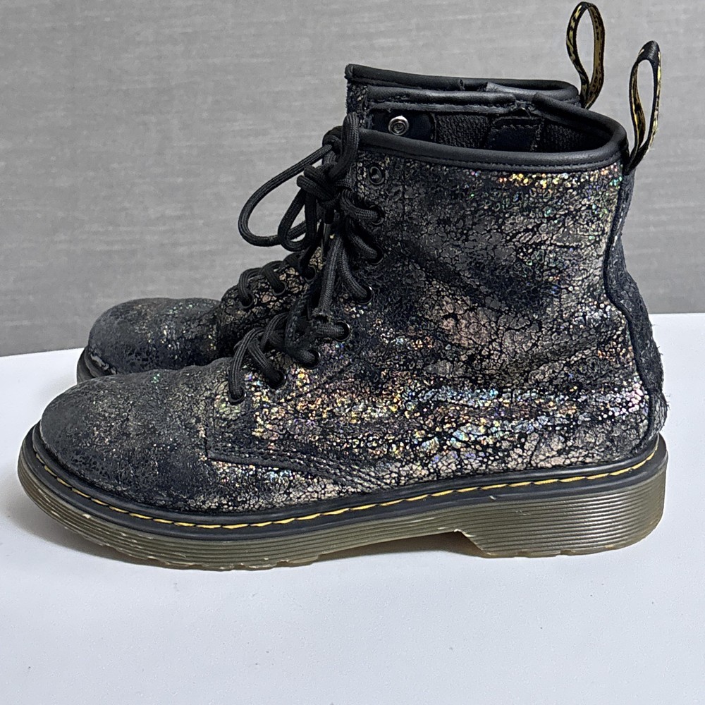 Dr Martens Boots Youth USM 4 Crinkle Metallic 1460 J Glitter Combat Zip Ankle