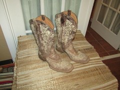 Corral Teens A2980 Western Light Brown Leather Square Toe Boots Youth size 6.5