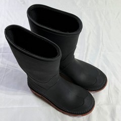 Kids Black Rubber Rain Boots Waterproof Brown Lug Sole Outdoor Shoes