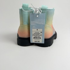 Cat & Jack Glitter Gradient Lace-Up Side Zip Ankle Combat Boots Kids US 5 sku011