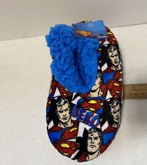 Fuzzy Babba Slipper Socks DC Superman Non Slip Warm Child’s M/L New, Tags
