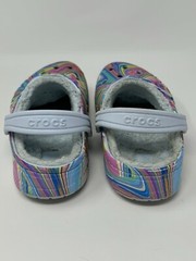 Crocs Classic Faux Fur Lined Clogs White Multicolored Pastel Swirl Youth C13
