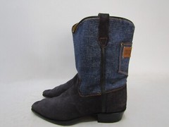 Durango Youth Size 5.5 D Blue Denim Suede Cowboy Western Boots