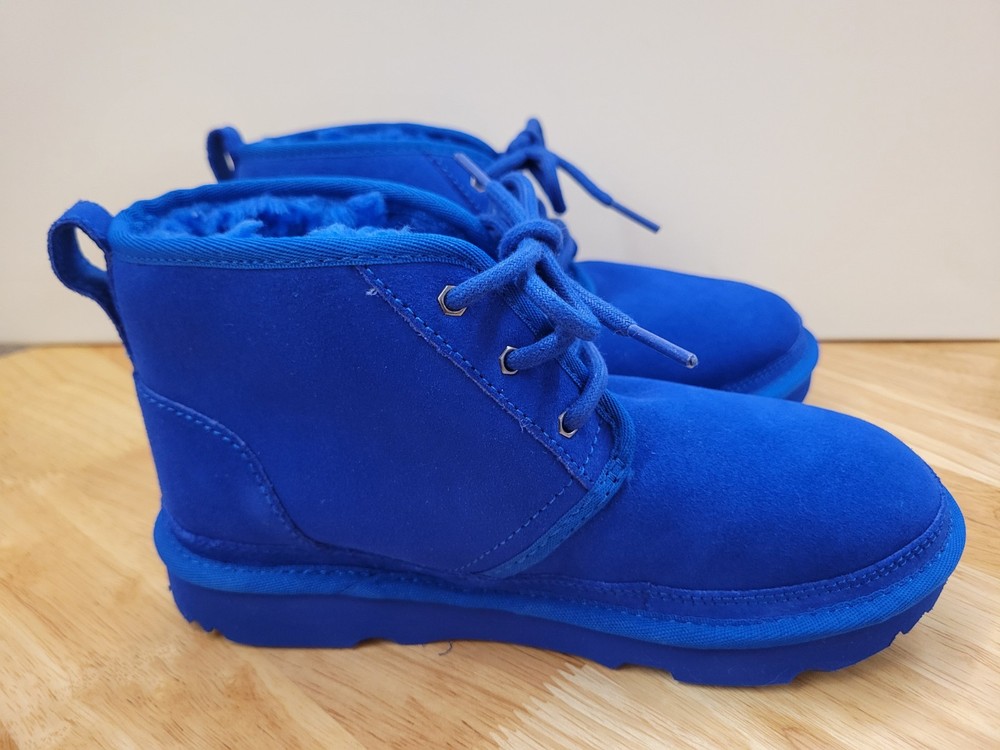 UGG Neumel II Big Kids Boots Royal Dive Blue Suede Shearling Size 3 1017320K