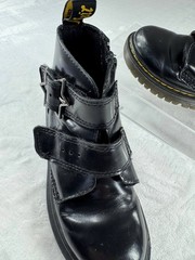 Dr. Martens Devon Bex Star Buckle Ankle Boots Kids 1 Black Leather Side Zipper