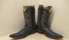 Mesquite Alligator Embossed Leather Pointed Toe Cowboy Boots Youth Sz 23.5 Mex