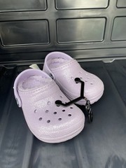 LITTLE KIDS CLASSIC LINED GLITTER CROCS GRAPHIC SIZE 8C NWT