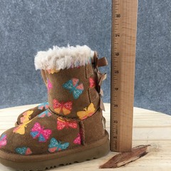 Ugg Boots Children 13 Brown Bailey Bow Shearling Style Suede Winter Butterfly