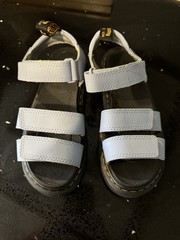Dr. Martens Klaire Kids Leather Hook & Loop Strappy Sandals Blue US 3 UK 2