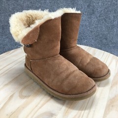 UGG Boots Youth 6 Bailey Button Shearling Brown Round Toe Ankle Top SN 5991
