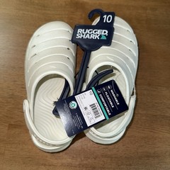 Rugged Shark Kids EVA Clogs White Washable Floatable Slip On Shoes Size 10 NEW