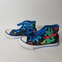 Converse Sneakers Junior 12.5 AllStar ChuckTaylor Blue Mult Tetris Digital Camo