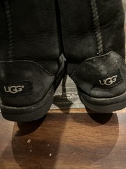 UGG Classic Short Boots Kids Size 3 Black Suede Sheepskin Fur Lined 1017703K