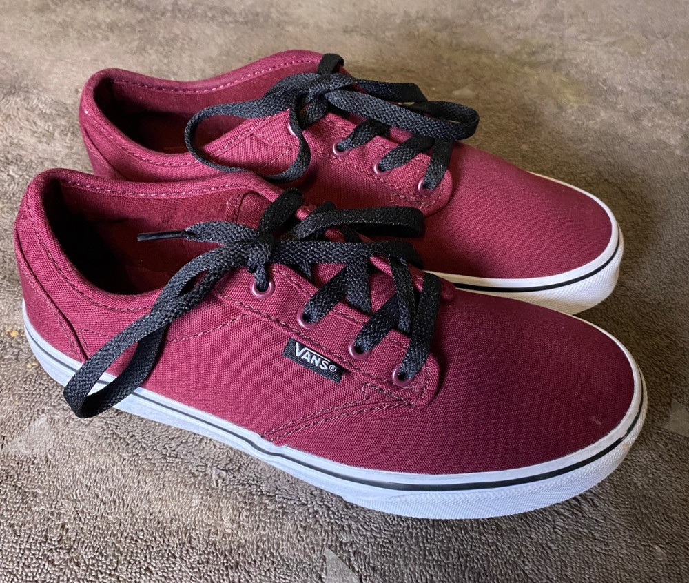 Vans Atwood Low Top Canvas Sneaker Oxblood / White Youth 4.5/ Woman 6.0 NEW