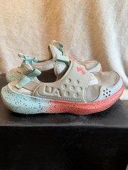Under Armour Kickson Slip Gray/Pink/Blue Mesh Slip-On Sneaker Kids US 2Y