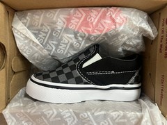 VANS Classic Slip-On Black/Pewter Checkerboard Size 5.0 Toddlers Shoes