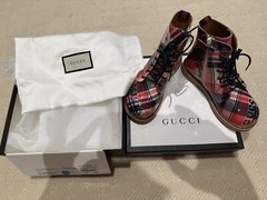 New Auth Gucci Kids Soleil Rubber Sole Boots Blue Red White Eur 30/ US 12.5