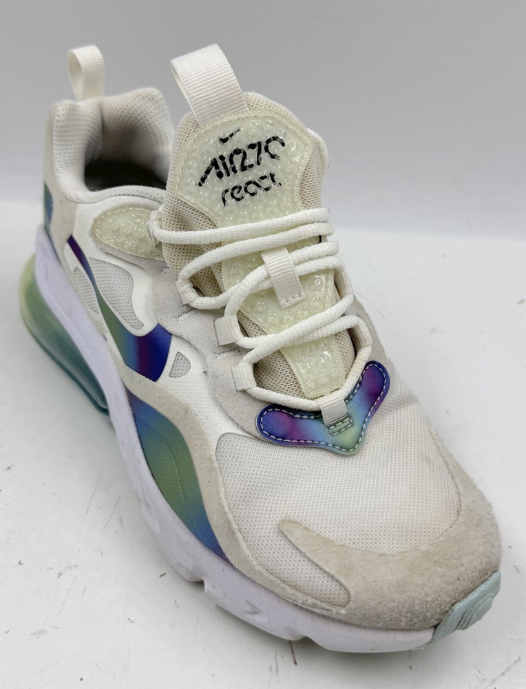 Nike Air Max 270 React GS Youth Sneakers Size 4 White Running Shoes CT9633-100