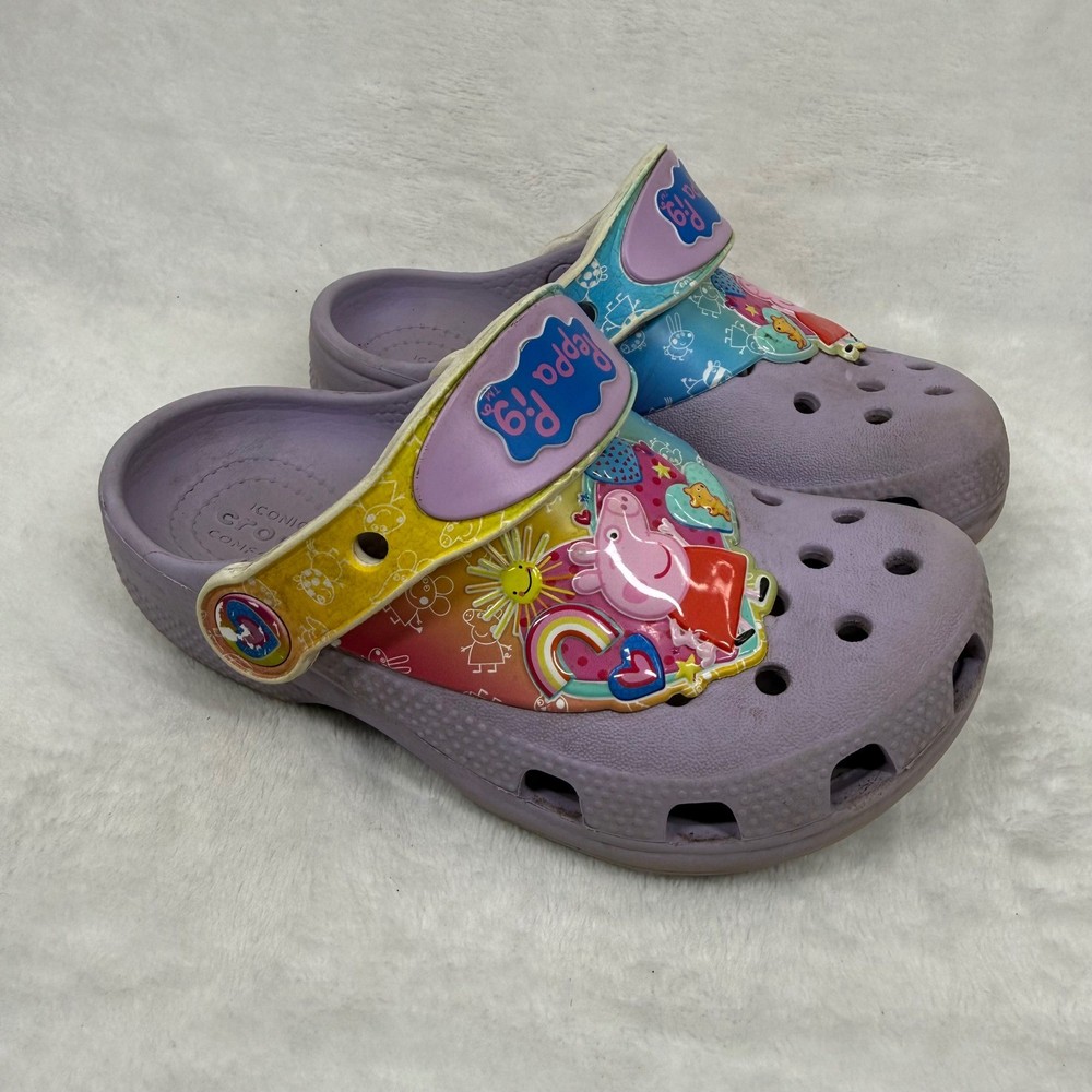 Crocs Fun Lab Peppa Pig Clogs Kids Size C10 Lavender Purple 207915 Toddler Shoes