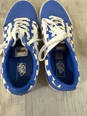VANS Kids Size 4.5 Old School Checkerboard Shoes Blue/White EUR 36