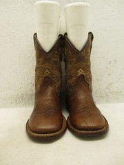 Tannermark Boots Kids Brown Leather Square Toe Cowboy Boots Size 7 Style 5160