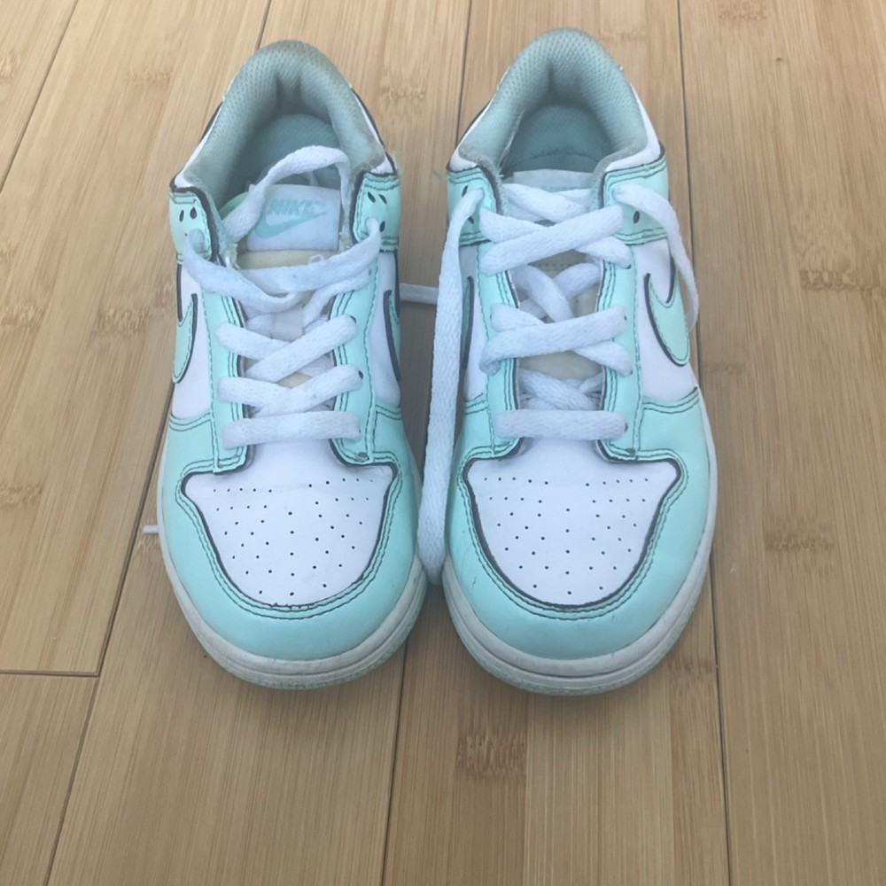 Nike FZ3536-100 White Light Blue Low Top Leather Sneakers 2Y