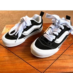 Vans Knu Skool Black True White Chunky Skate Shoes Kids Size 12 NWB