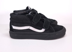 Vans Sk8-Mid V Black White Hook Loop Kids Sneakers US 13 Very Good