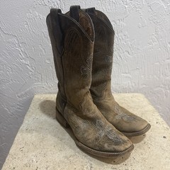 CORRAL Distressed Leather Square Toe Cross Wing Cowboy Boots Sz 2 T Style A1032