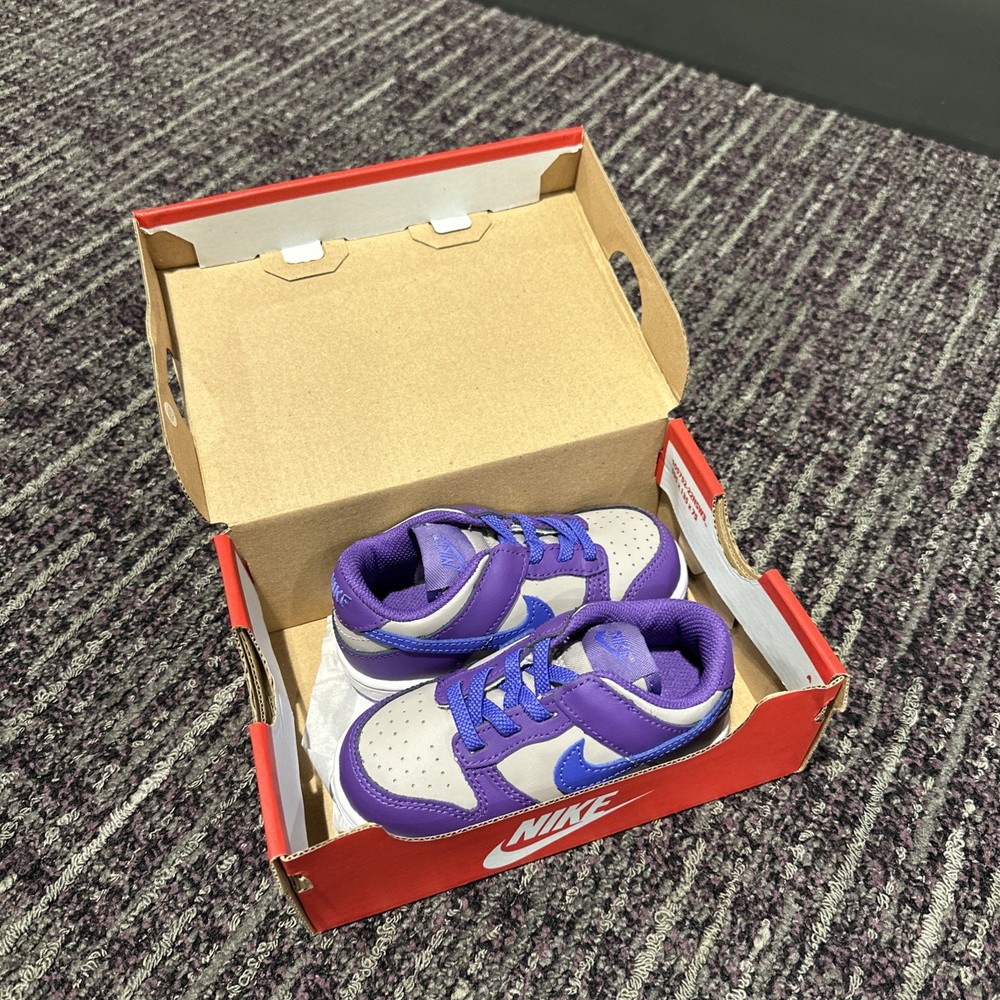 TODDLER NIKE DUNK LOW_COLLEGE GREY/PERSIAN VIOLET FB9107-007-SIZE 7C