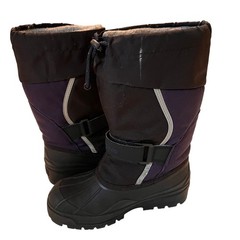LL Bean Kids Snow Boots Black/purple Winter Cold Weather Insulated Buckle