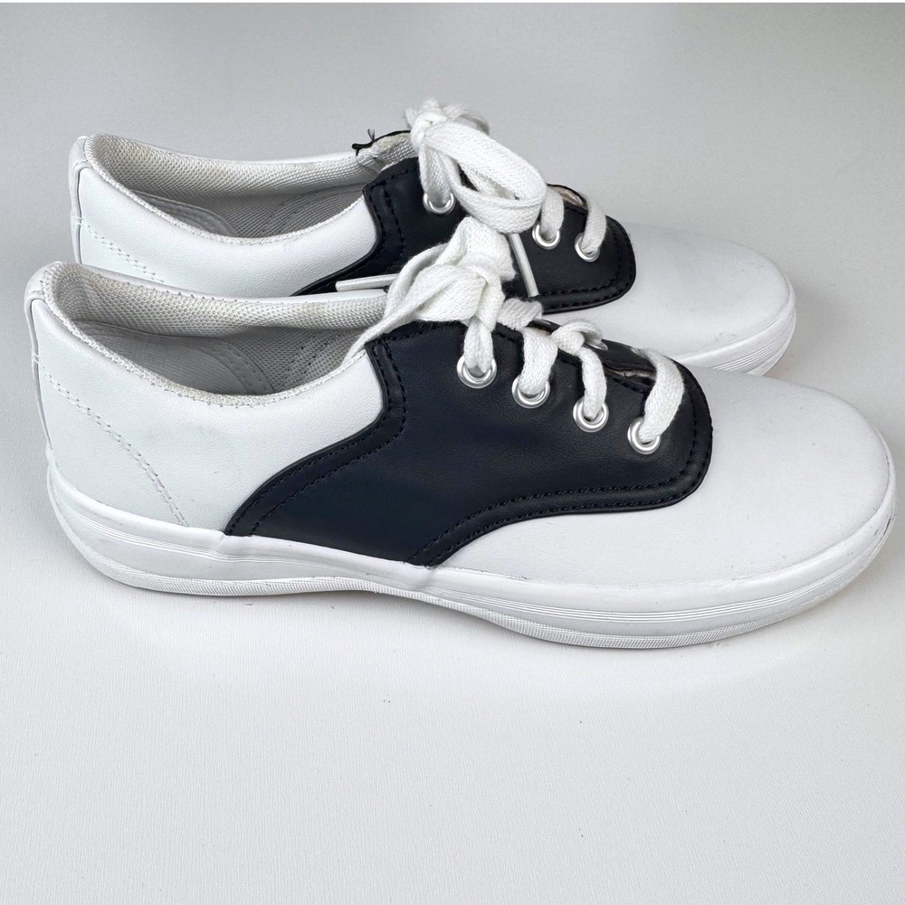 Keds School Days II Saddle Shoe Leather Sneakers Kids 1.5M Navy Blue White EUC