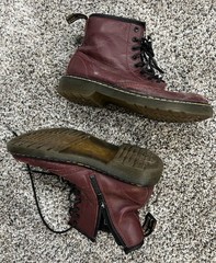 DR DOC MARTENS Youth Kids JR 1460 SOFTY T Side Zip Leather Boots Sz 3 BURGUNDY!