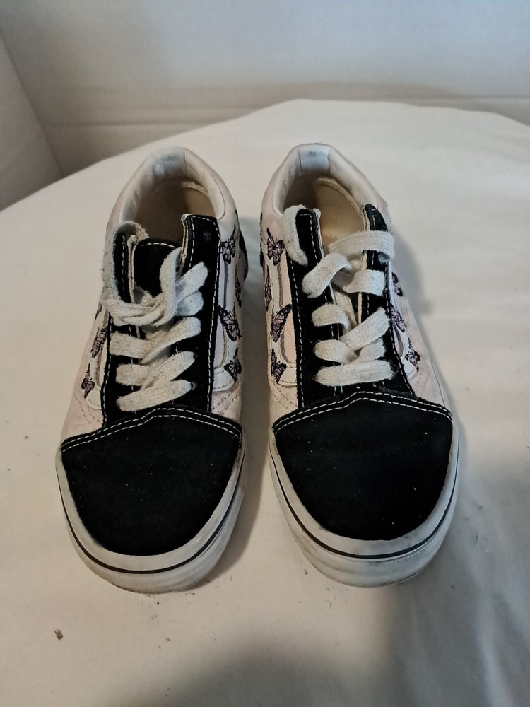 Size 1 (PS) – VANS Old Skool Low Top Butterfly Print Pink Gray Checkers