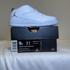 TD Nike Jordan Flight Origin 3 White Grey 820248-100 NEW Toddler Size 9c