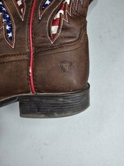 Ariat Kid’s Cowboy Boots Sz 4 Leather Quickdraw VentTEK American Flag Western