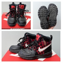 Nike Manoa SE Buffalo Plaid Black Red High Top Sneakers AR1704-001 Toddler 11