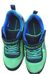 Skechers Athletic Blue/Lime Green Adjustable Strap Slip On Sneakers Kids Size 2