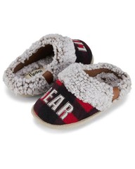 Floopi Kids „Lil Bear“ Buffalo Plaid Two-Tone Faux Fur Clog Slipper