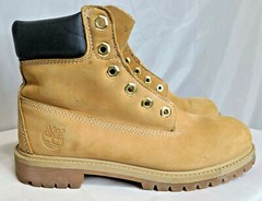Timberland Wheat Nubuck Tan Leather Boots Boys Size 5 VGC