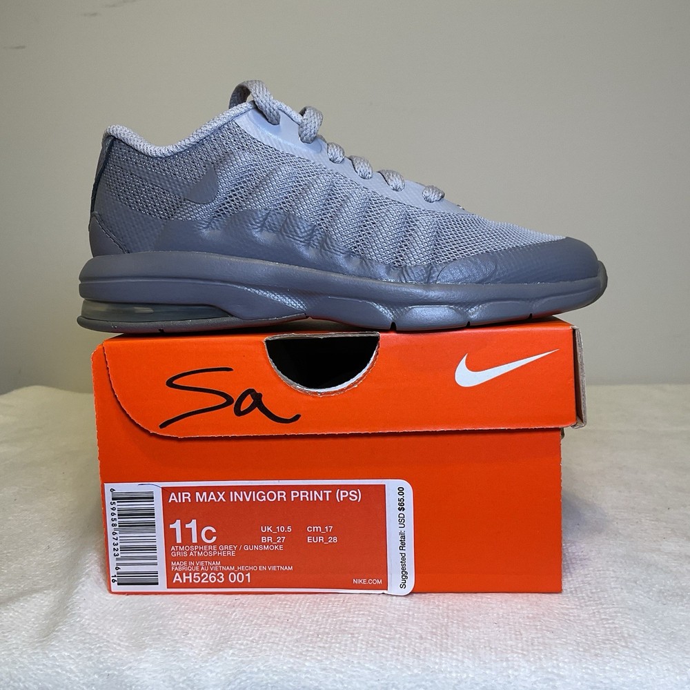 PS Nike Air Max Invigor Print Grey Purple AH5263-001 NEW in Box Kids Size 11c