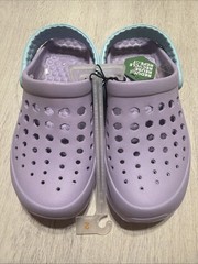 NEW Joybees Big Kids Dylan Slip-On Clogs Crocs EVA Sky Blue/Lilac Purple Sz 2 J2