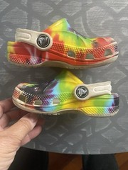 Crocs Classic Clogs Primary Rainbow Tie Dye Kids Clogs Size Childrens 7